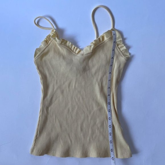 Ribbed Yellow Spaghetti Strap Tank with Frill - Size 8 - Picture 5 of 5